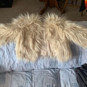 Dynamite shaggy faux fur cropped jacket